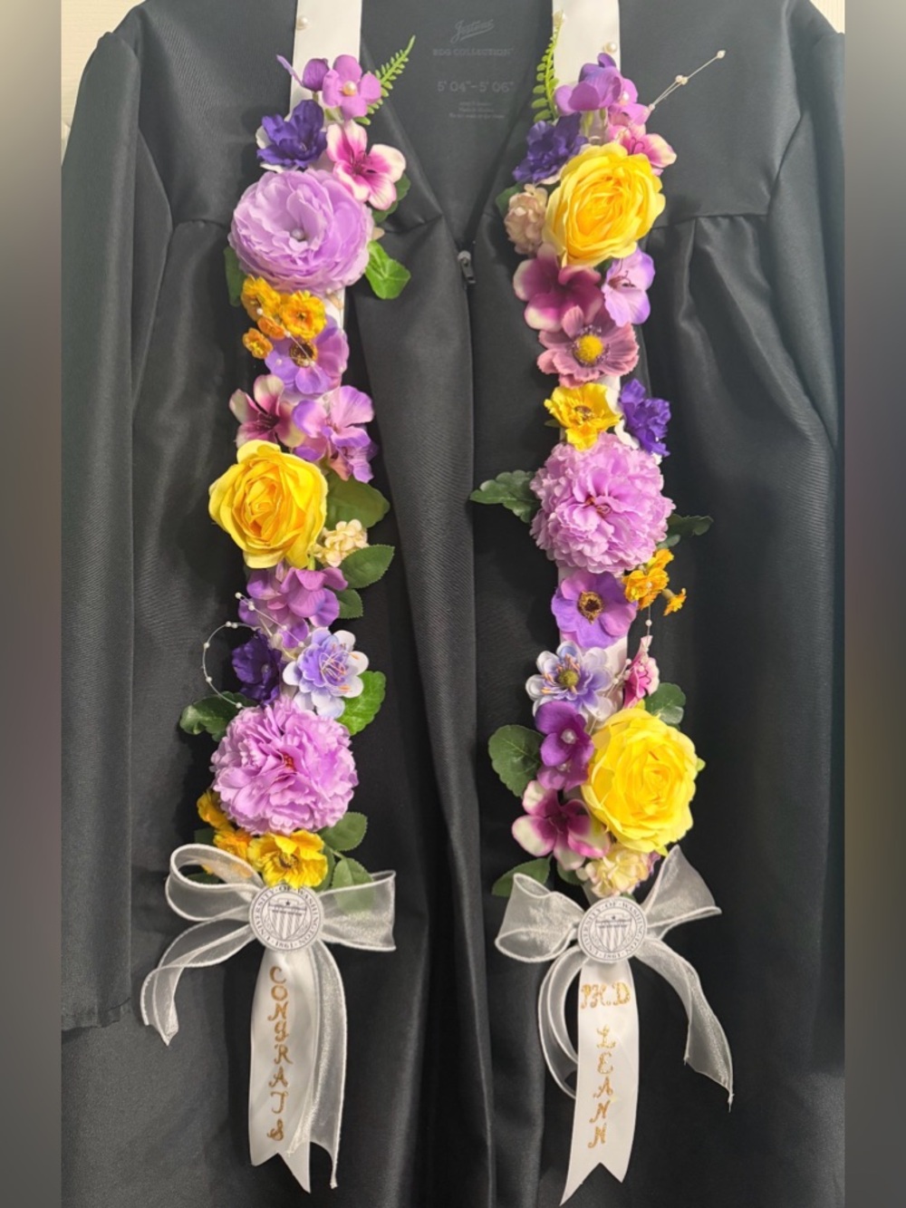 Floral Ribbon Lei Scarf in Pink, Blue & Peach by - Picture 8 of 10